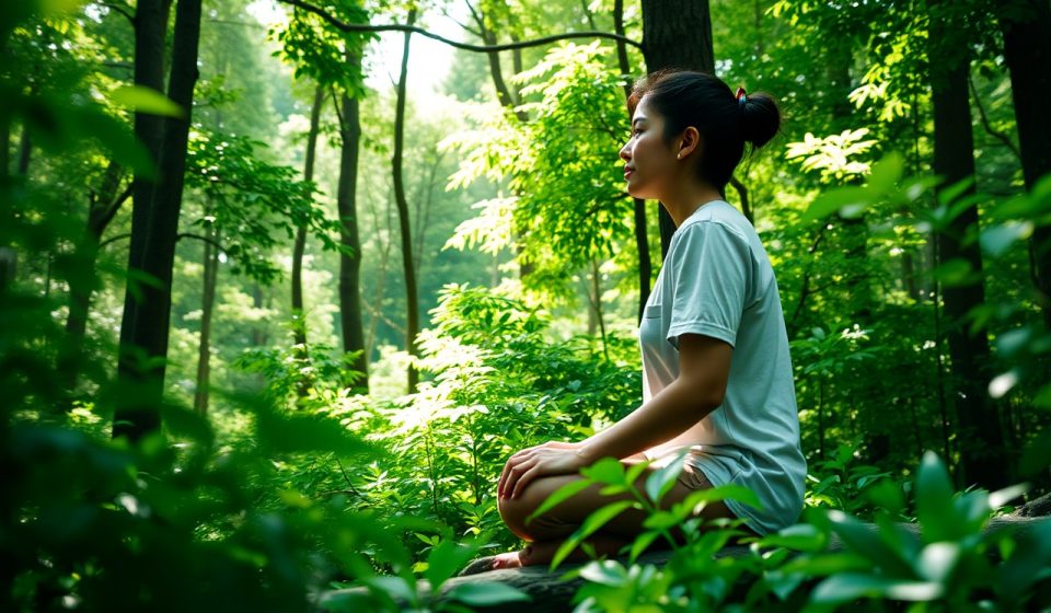 Orang berjalan di hutan tropis Indonesia saat melakukan forest bathing