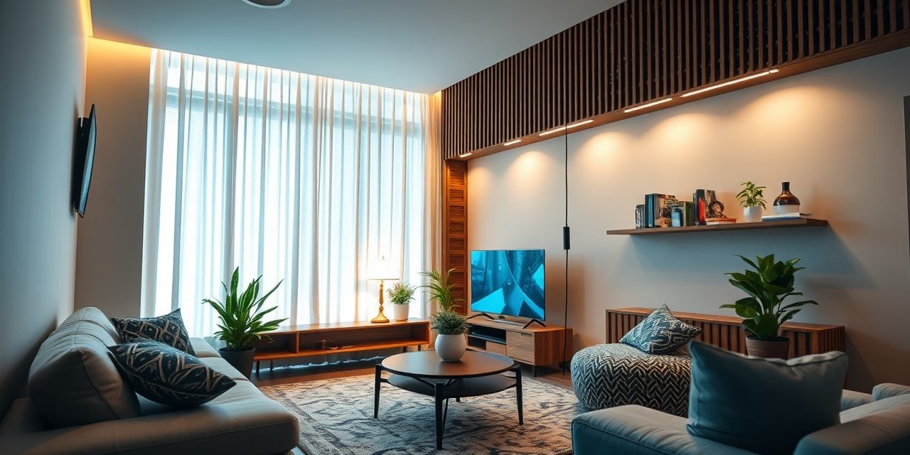 Diagram rumah pintar dengan perangkat IoT terhubung