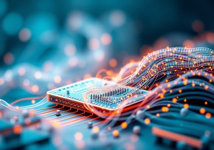 Ilustrasi jaringan edge computing dengan perangkat IoT di tepi jaringan