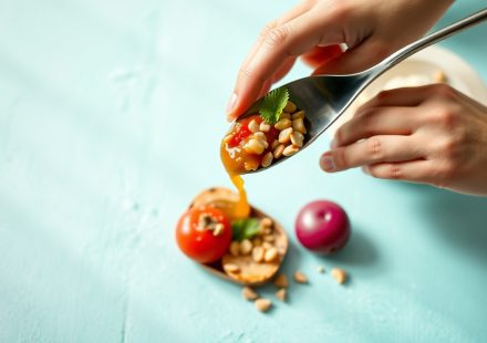 Piring berisi buah segar, sayuran, dan kacang, melambangkan mindful eating